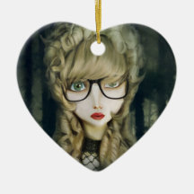 Hipster nerd christmas tree ornament
