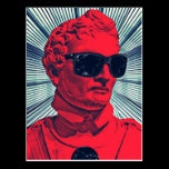 Hipster red statue postcards