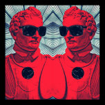 Hipster red statue posters