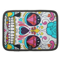 Hipster Sugar Skull and Teal Blue Floral Roses Folio Planners