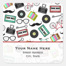 Hipster Themed  Address Sticker