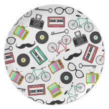 Hipster Themed Melamine Plate