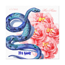 His Her Snake Rose Personalise Wedding Party Gift Canvas Prints