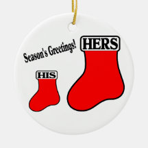 His Hers Christmas Stockings Christmas Tree Ornament