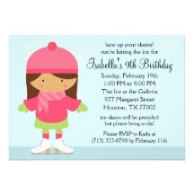 Hispanic Ice Skating Birthday Party Personalized Invite
