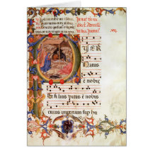 Historiated initial 'P' depicting the Nativity Greeting Cards