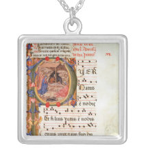 Historiated initial 'P' depicting the Nativity Jewelry