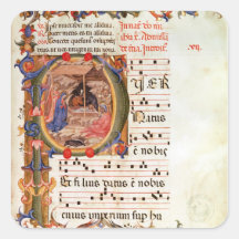 Historiated initial 'P' depicting the Nativity Sticker