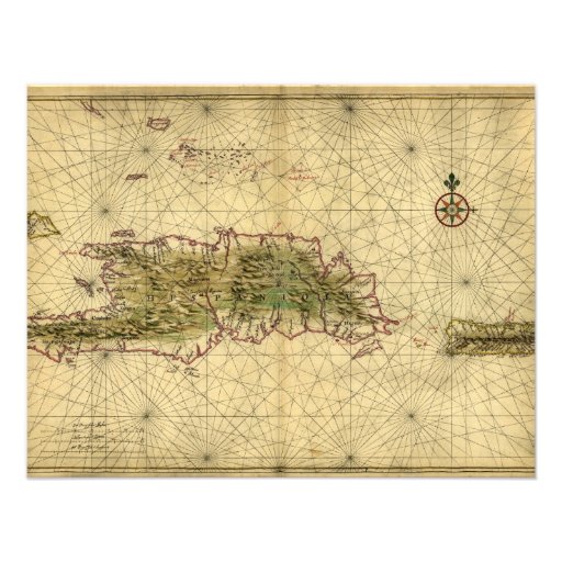 Historic 1639 Map of Hispaniola - Joan Vinckeboons Personalized Announcement