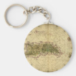 Historic 1639 Map of Hispaniola - Joan Vinckeboons Key Chains