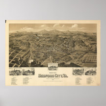 Historic Map of Bedford Virginia Posters