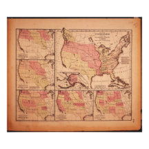 Historic Map of United States Expansion 1787-1865 Photographic Print