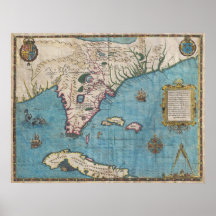 Historical Map of Florida (1591) Print