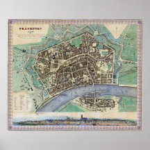 Historical Map of Frankfurt Germany Am Mayn 1845 Print