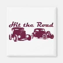 Hit the Road - Hot Rods flat burgundy Magnets