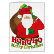 Ho Ho Ho Merry Christmas santa sack white card