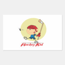 hockey kid ice hockey player cartoon design rectangular sticker