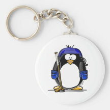 Hockey Penguin - Blue Key Chains