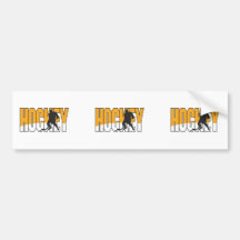 hockey text orange bumper sticker