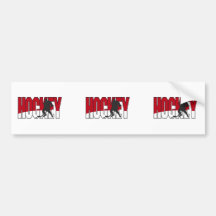hockey text red bumper sticker