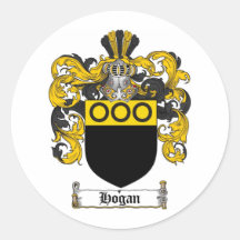 HOGAN FAMILY CREST -  HOGAN COAT OF ARMS ROUND STICKER