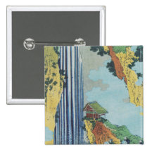 Hokusai Art painting Mountains Button