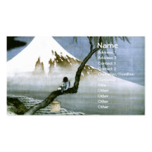 Hokusai Boy and Mt.Fuji Vintage Japanese Business Card Template