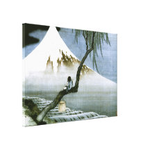 Hokusai Boy and Mt.Fuji Vintage Japanese Stretched Canvas Prints