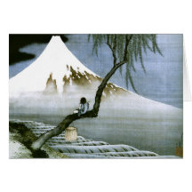 Hokusai Boy and Mt.Fuji Vintage Japanese Cards