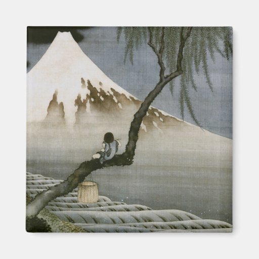 Hokusai Boy and Mt.Fuji Vintage Japanese Magnets