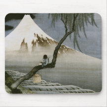 Hokusai Boy and Mt.Fuji Vintage Japanese Mousemats