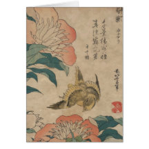 Hokusai Peony and Canary Cards