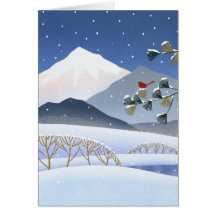 Hokusai - Winter Trees Greeting Cards