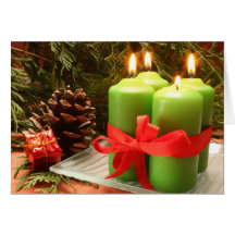 HOLIDAY CANDLES AND TREE GREETING CARD