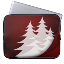 Holiday Christmas Tree Abstract Design Red White Laptop Sleeve