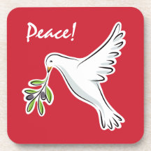 Holiday christmas white peace dove cork coaster