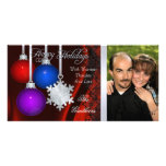 Holiday Decorations Red Silk Silver Photo Card