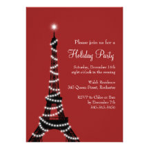 Holiday Eiffel Tower Invitation red