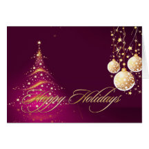 Holiday Greeting Cards, Christmas Tree+Ornaments