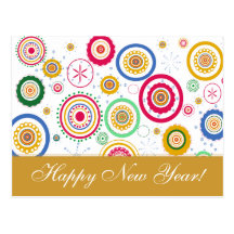 Holiday Party Colourful Funky Circles Postcards