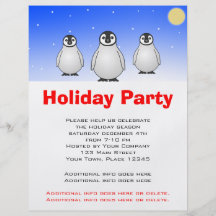 Holiday Party Flyer - Baby Emperor Penguins