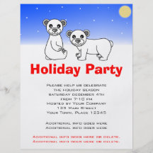Holiday Party Flyer - Cute Baby Polar Bears