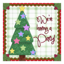 Holiday Party Invitation - Felt Christmas Tree