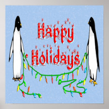 Holiday Penguins Poster