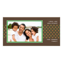 Holiday Photo Card - Brown, Red and Green