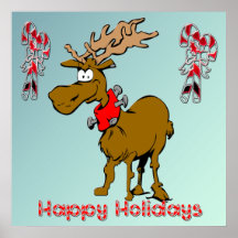 Holiday Reindeer Christmas Poster
