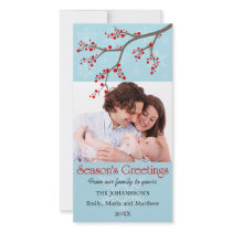 Holiday Winter Berry and Snowflakes Photo Cards