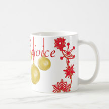 Holiday Wreath & Ornaments Red Mug