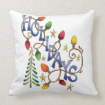 Holidays Wrapped with Christmas Lights and Stars Throw Pillows