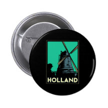 holland art deco vintage retro travel poster buttons